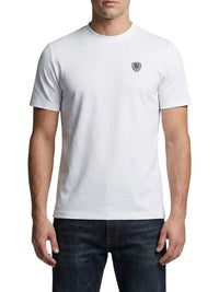 T-shirt Blauer Jan Iridescent Shield uomo bianca, vista frontale con scudo riflettente - Il Botteghino Lipari